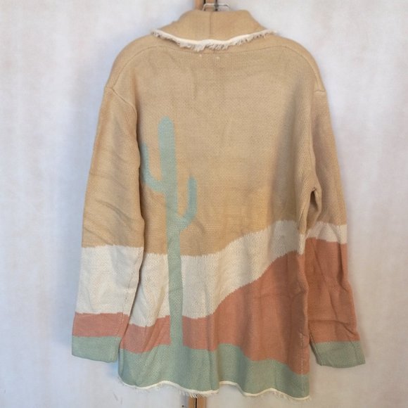 Miss Sparkling Boho Southwestern Pastel Desert Longline Cardigan Cactus Size M - Picture 1 of 5